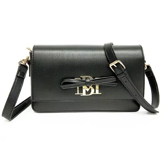 Badgley Mischka Handbags - Badgley Mischka Jewel Bow Crossbody Bag Black Gold Logo Satchel NWT